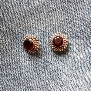 Silver and garnet earrings